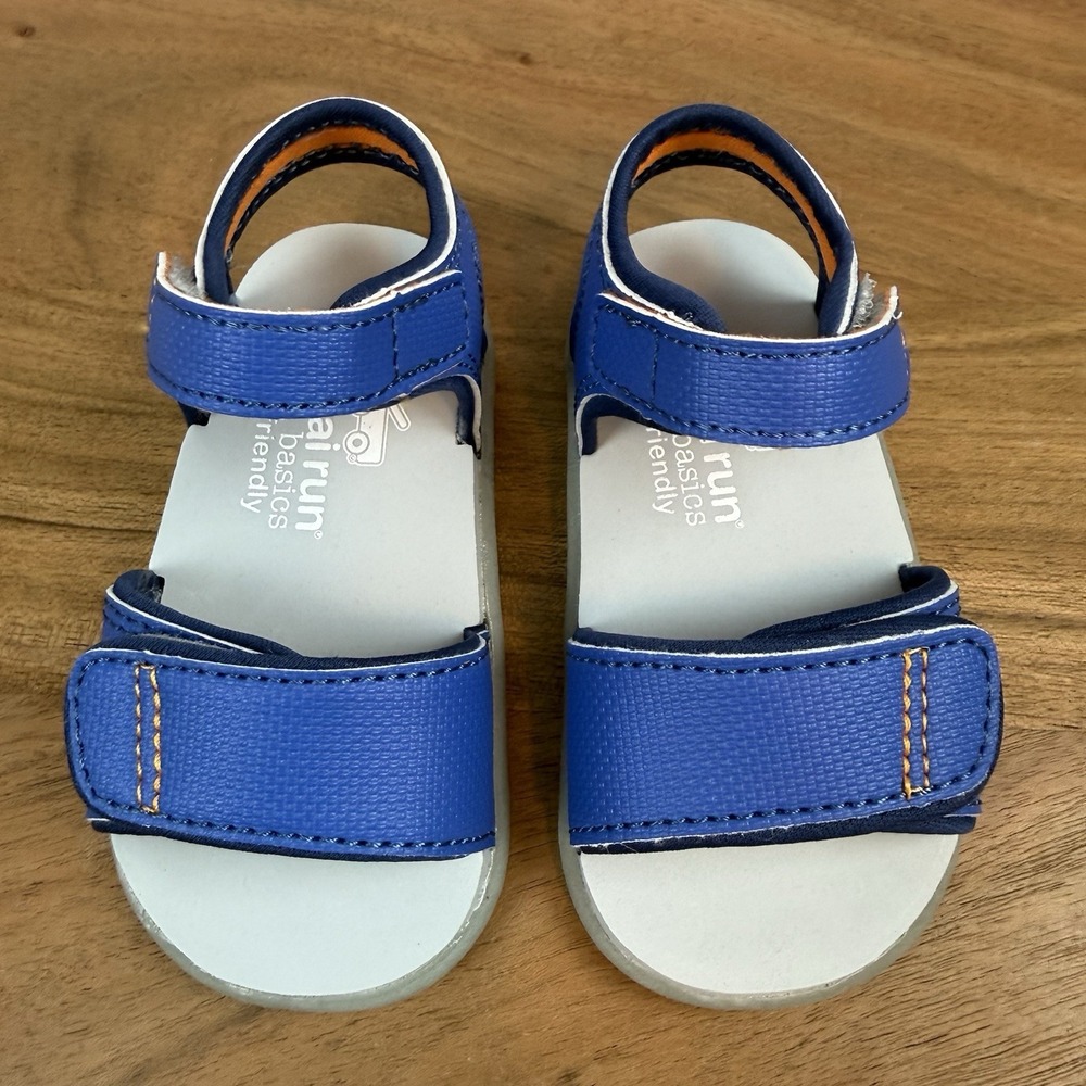 New Little Kids Boys See Kai Run Logan Blue Walking Sandals Size 4 C